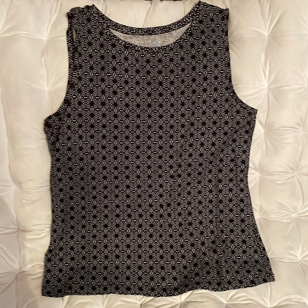 Black and white sleeveless cotton tank top